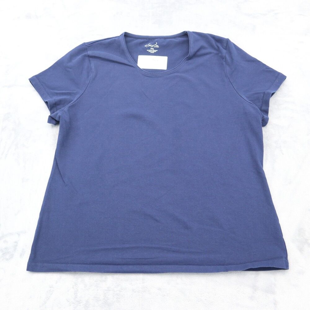 Kim Roger Shirt Womens PXL Blue Short Sleeve Round Neck Pullover Knit Casual Tee
